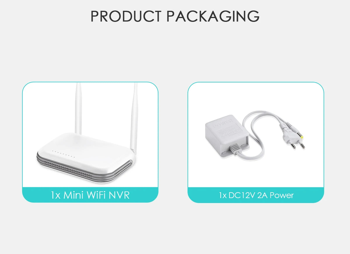Mini grabadora de video en red WiFi NVR de 8/4 canales con detección de rostros y alertas por correo electrónico