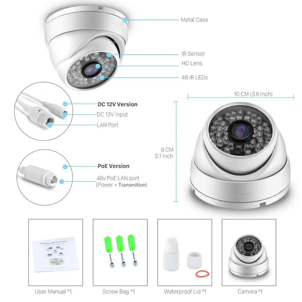 Dome Video Surveillance Camera With Rotating Night Vision Modern Design