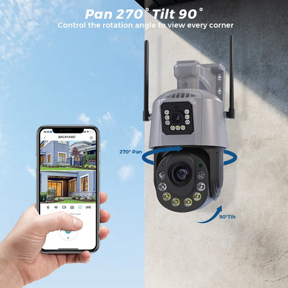 Cámara PTZ WiFi de 8 MP con zoom óptico de 36X y detección humana por IA | CCTV IP para exteriores con audio bidireccional y visión nocturna por infrarrojos de 120 m