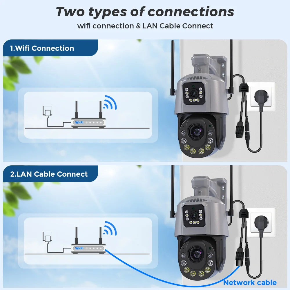 Cámara PTZ WiFi de 8 MP con zoom óptico de 36X y detección humana por IA | CCTV IP para exteriores con audio bidireccional y visión nocturna por infrarrojos de 120 m