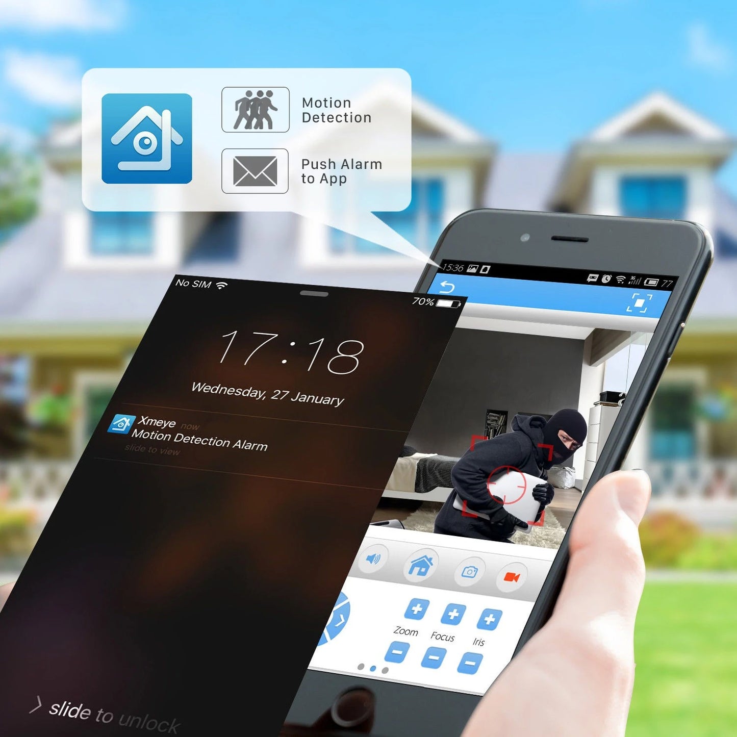 Internal and external security camera With Night Vision Detection Alert