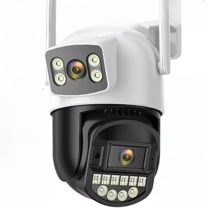 Cámara de vigilancia WiFi 5K de 10 MP | Cámara IP PTZ de doble lente con detección humana por IA, compatibilidad con 5 GHz, intercomunicador en tiempo real y visión nocturna a todo color