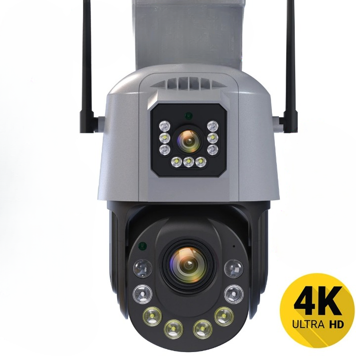 Cámara PTZ WiFi de 8 MP con zoom óptico de 36X y detección humana por IA | CCTV IP para exteriores con audio bidireccional y visión nocturna por infrarrojos de 120 m