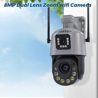 Cámara PTZ WiFi de 8 MP con zoom óptico de 36X y detección humana por IA | CCTV IP para exteriores con audio bidireccional y visión nocturna por infrarrojos de 120 m