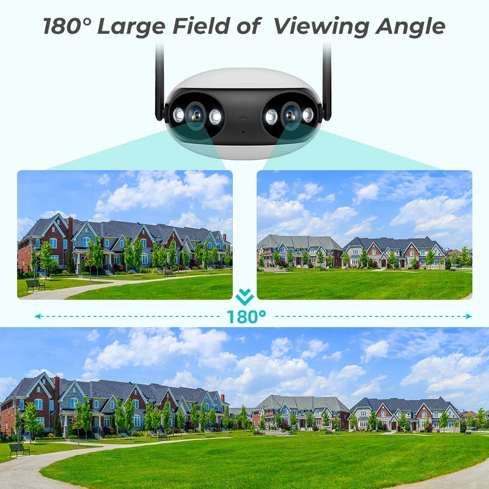 Outdoor Dual-Lens 180° Panoramic Security Camera
