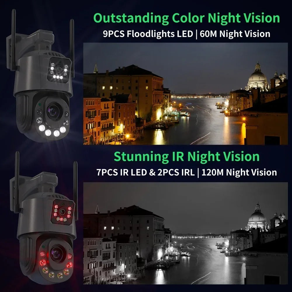Cámara PTZ WiFi de 8 MP con zoom óptico de 36X y detección humana por IA | CCTV IP para exteriores con audio bidireccional y visión nocturna por infrarrojos de 120 m