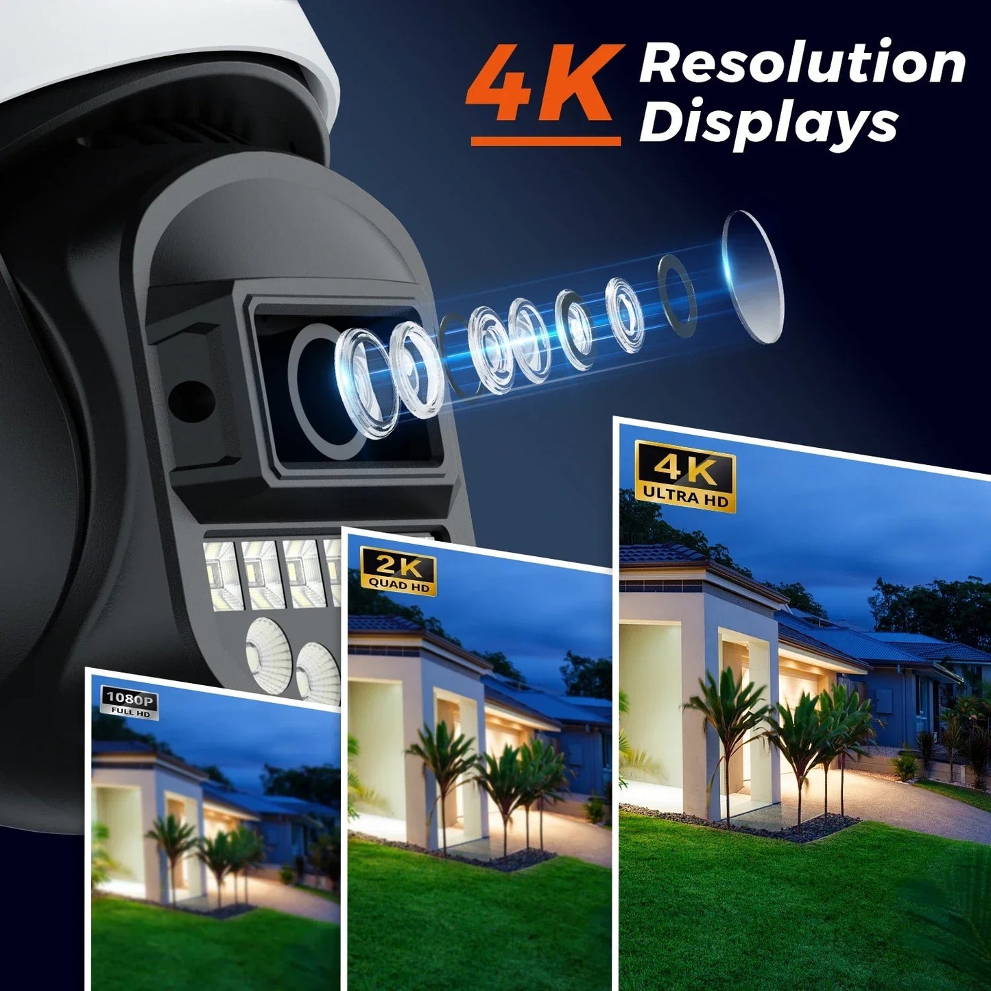 Cámara de vigilancia WiFi 5K de 10 MP | Cámara IP PTZ de doble lente con detección humana por IA, compatibilidad con 5 GHz, intercomunicador en tiempo real y visión nocturna a todo color